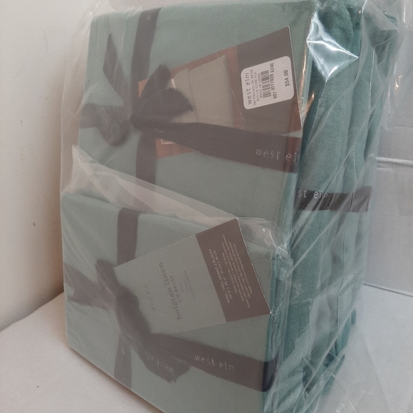 West Elm KING Belgian Flax Linen Duvet Cover & 2 KING shams Peacock - Picture 9 of 12